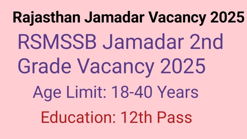 RSMSSB Jamadar 2nd Grade Vacancy 2025