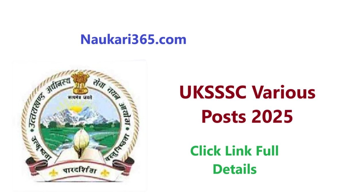 UKSSSC Various Posts 2025 Apply Online