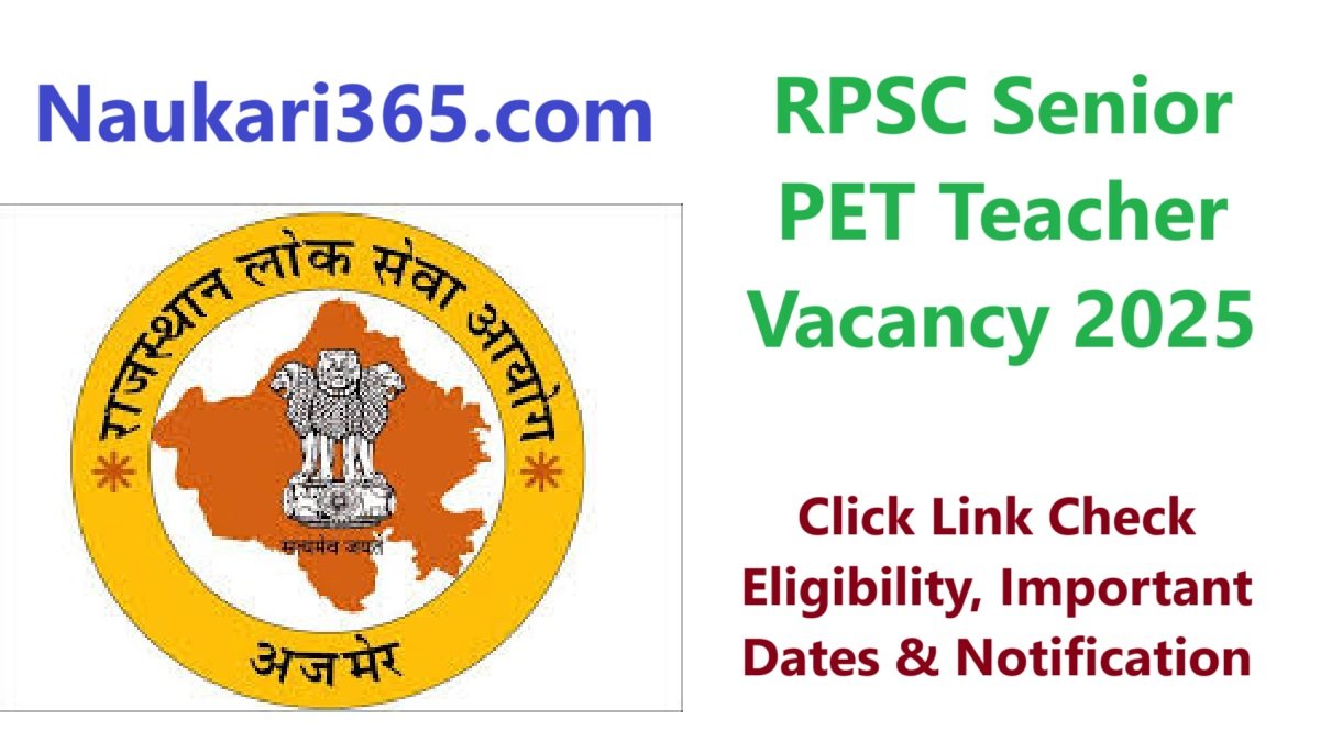 RPSC Senior PET Teacher Vacancy 2025