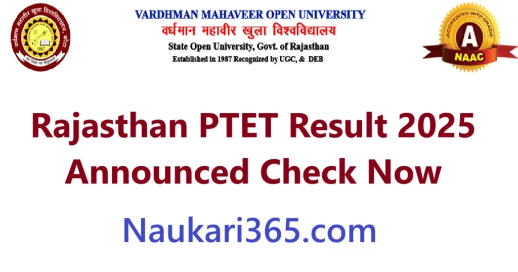 Rajasthan PTET Result 2025